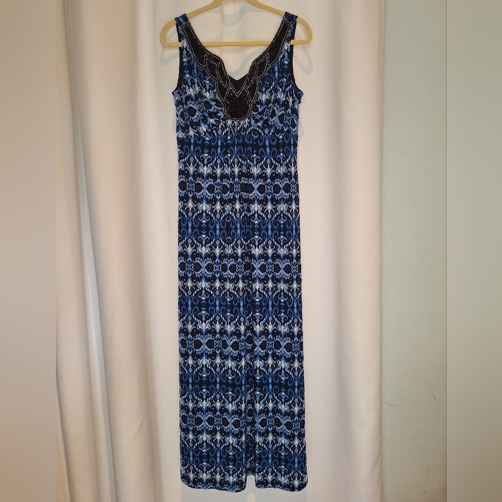 Db Established 1962 Elegant Blue Patterned Maxi Dress Size 10